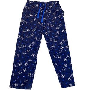 The Office Mens Lounge Pants Large Blue Drawstring Cotton Relaxed Fit Novelty Sl